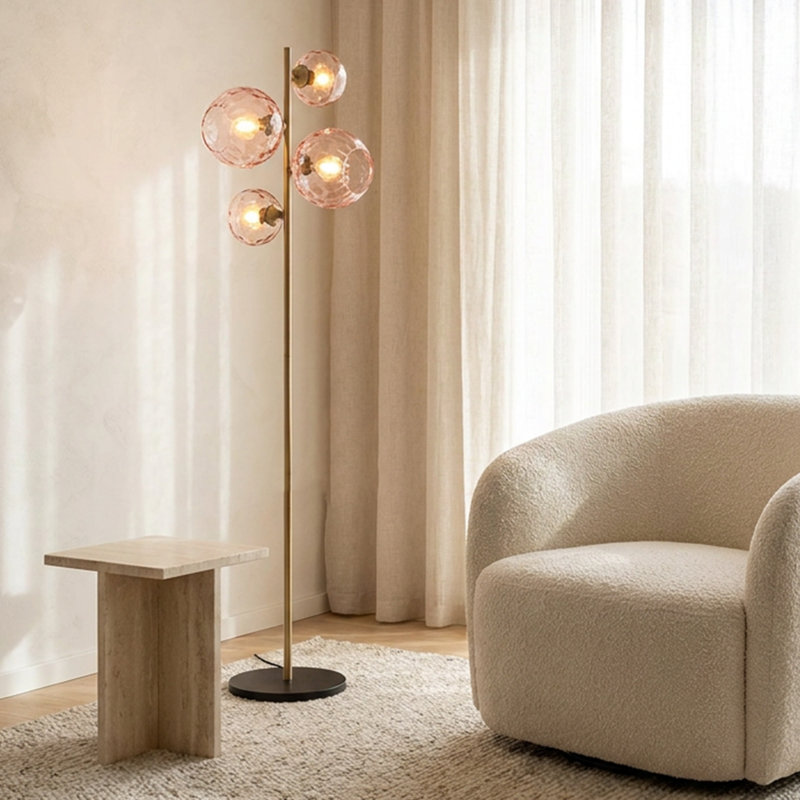 Opus Gold Glass Globe Floor Lamp