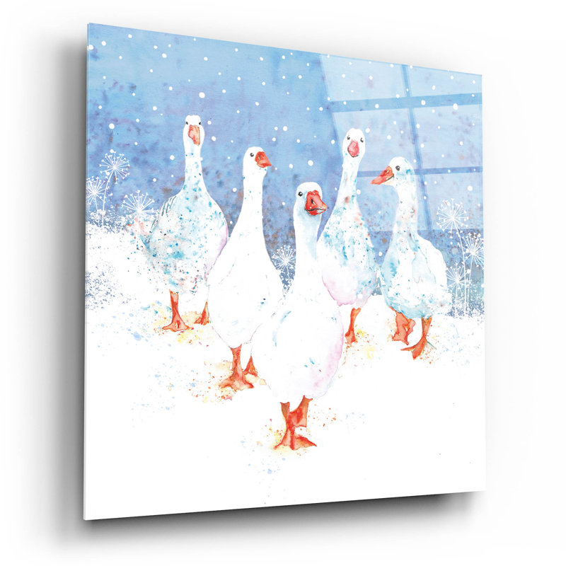  «Winter Geese» par Elle Media Group SA, art mural en verre acrylique, 12 po x 12 po