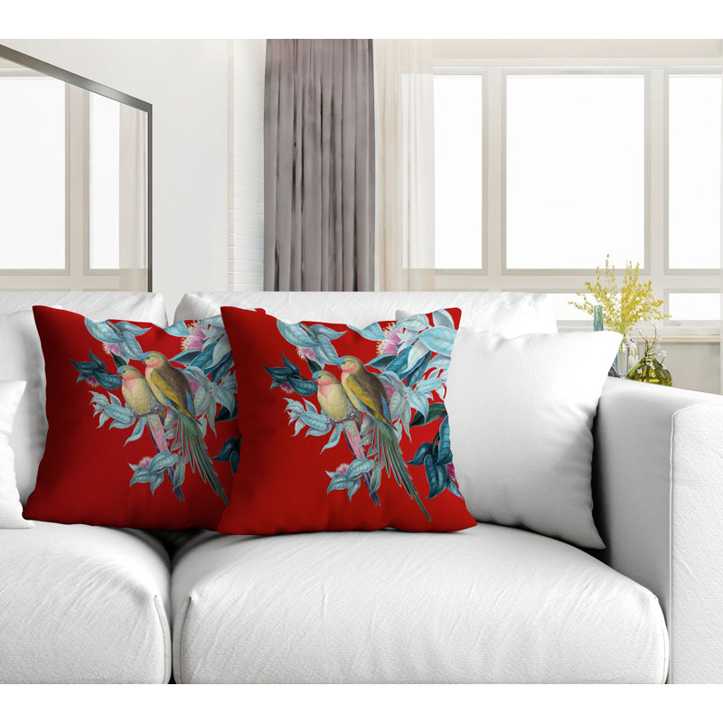 Housse et insert de coussin carré intérieur / extérieur Padmini, L 17 po x H 17 po, Rouge