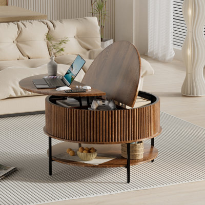 Lift Top Coffee Table with Storage – Rustic Wood Finish & Frame – Multifunctional Living Room Center Table