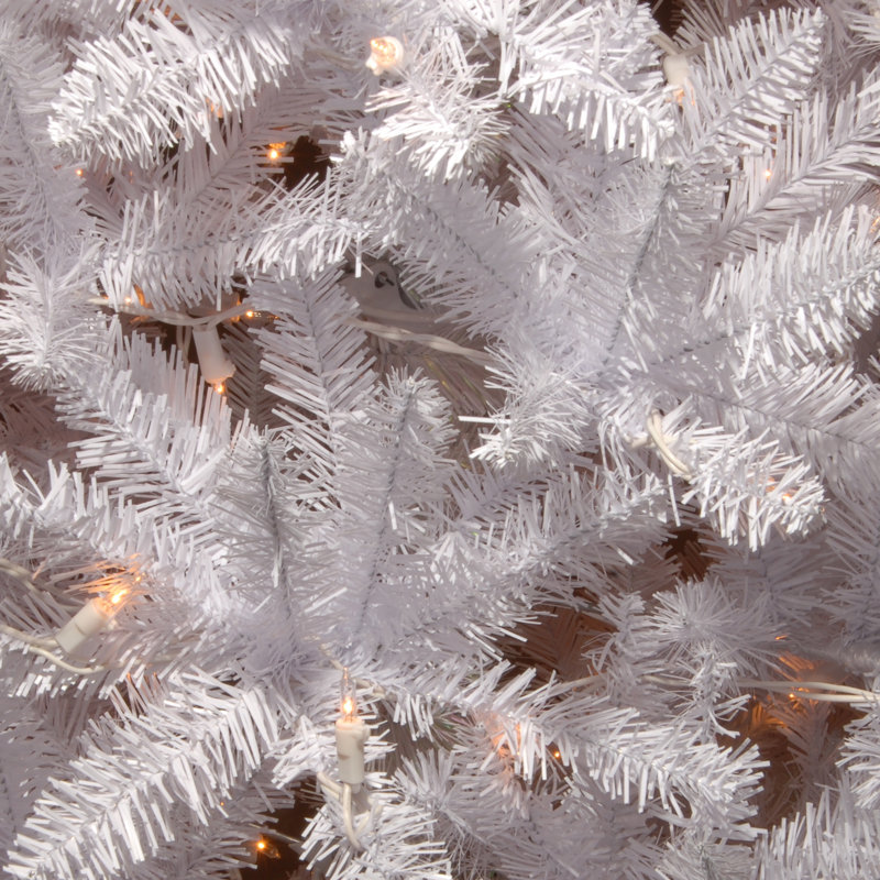 Slender White Realistic Artificial Fir Christmas Tree with Lights, 4.5'