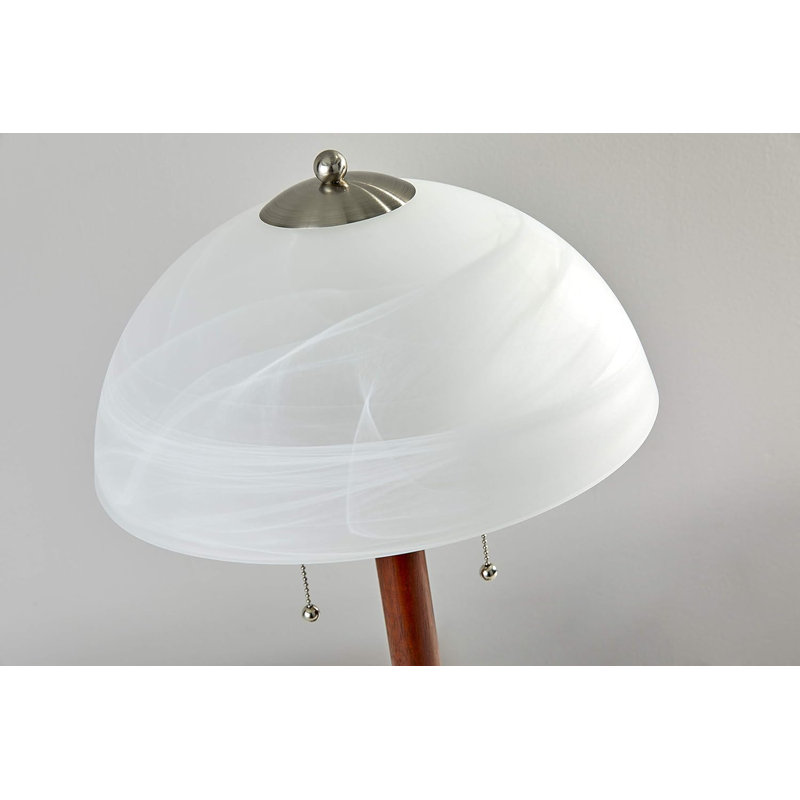 Lexington Walnut and Satin Steel Table Lamp with Frosted Glass Shade