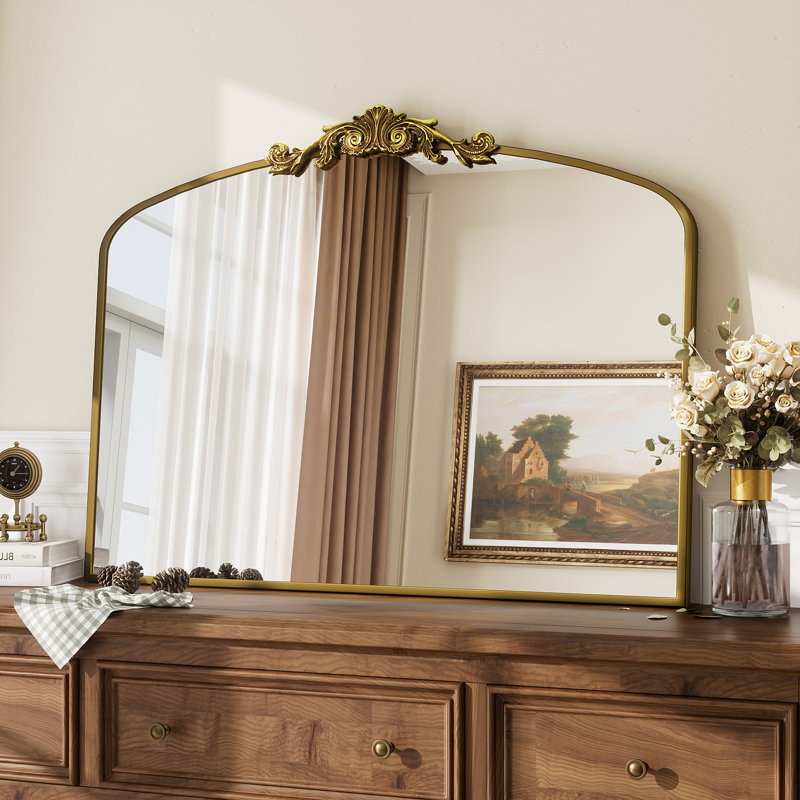 Amara Vintage Baroque Style Tempered Glass French Cleat Mounted Wall Mirror, 24" x 32", Antique Gold