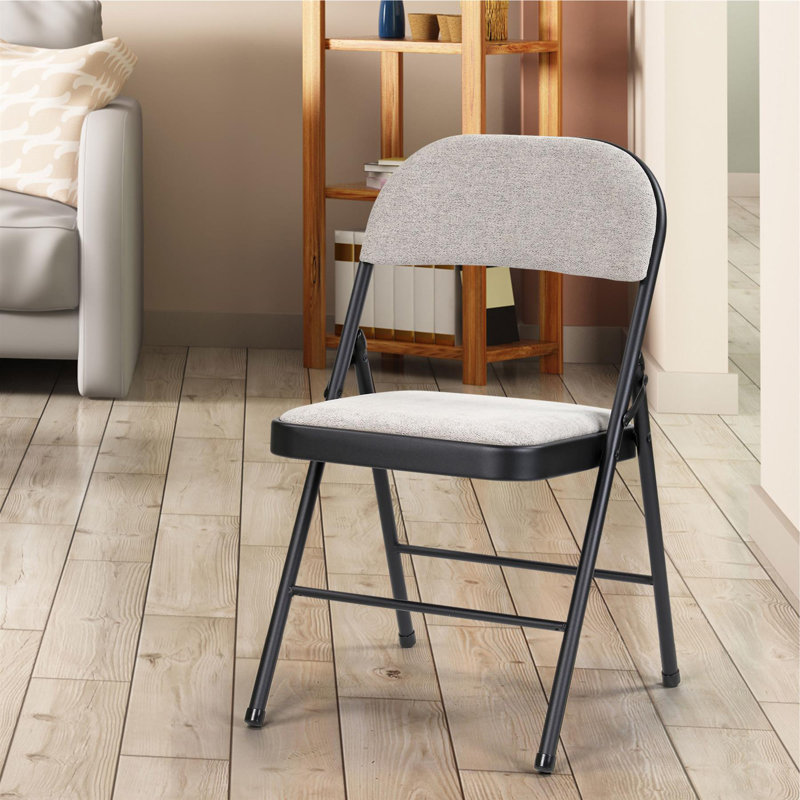 Fabric Padded Stackable Folding Chair Folding Chair, Black