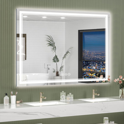 Anti-fog Tempered Glass LED Bathroom Mirror, 3 Color Temperature with Front and Backlight, Rohs and CRU Compliant