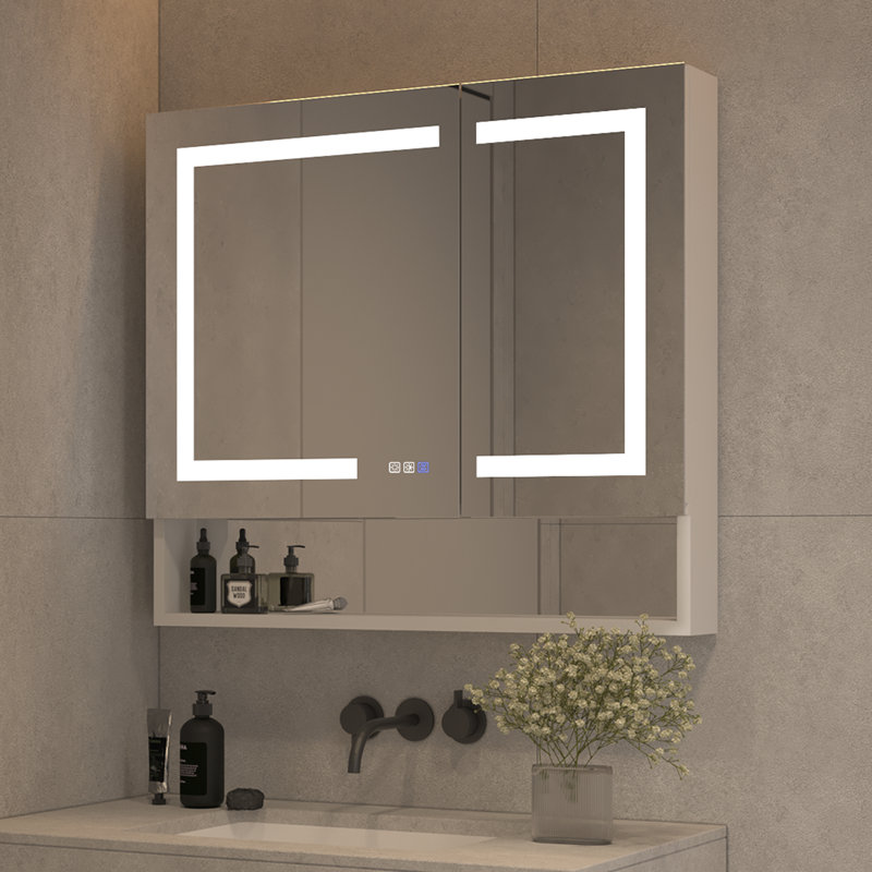 Armoire à pharmacie à fixation en surface avec 4 tablettes réglables Kolambe, H 32 po x l 36 po x P 5,25 po, Aluminium
