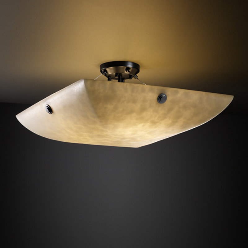 Flush Mount, Pair Square, Brushed Nickel, Round Bowl