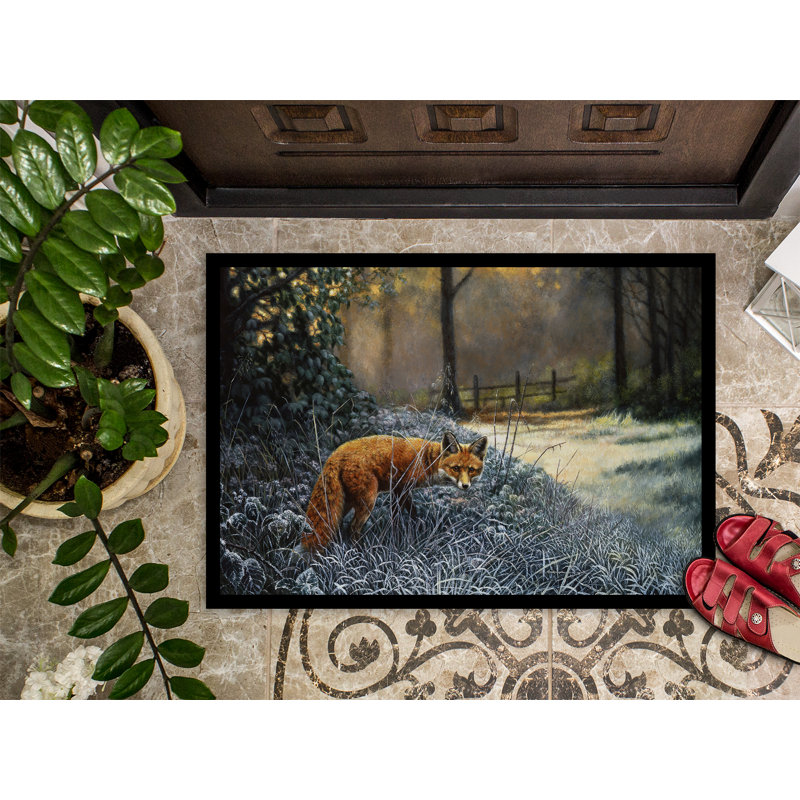 Paillasson d’extérieur antidérapant Fox on the Hunt de Townville, Rectangle 2 pi x 3 pi
