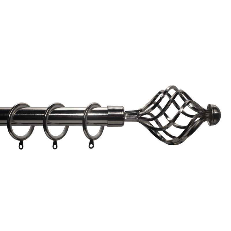 Gloria Steel Adjustable 0.28cm Single Curtain Pole, 6cm H x 120cm W x 6cm D, Brushed Nickel