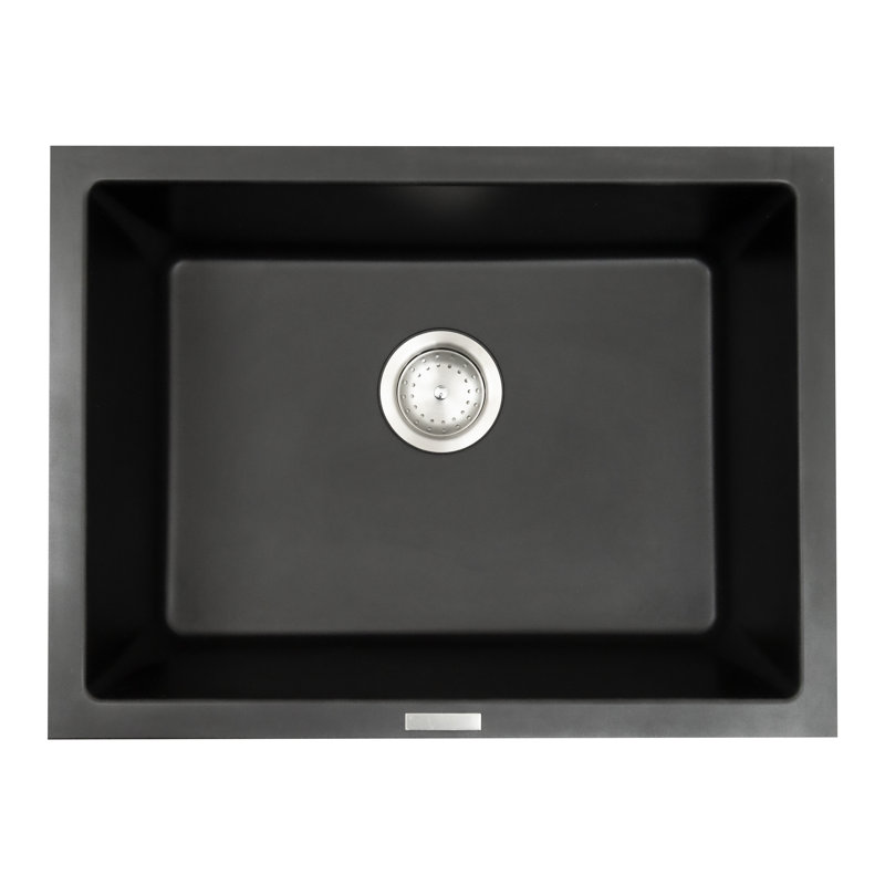 24 in. x 18 in. Quartz Undermount Single Bowl Kitchen Sink, Black