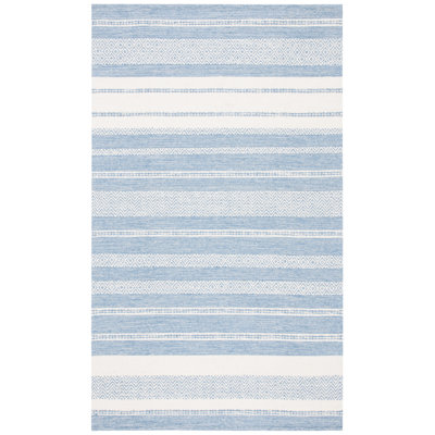 Addilynn Striped Hand-Woven Flatweave Cotton Blue/Cream Area Rug
