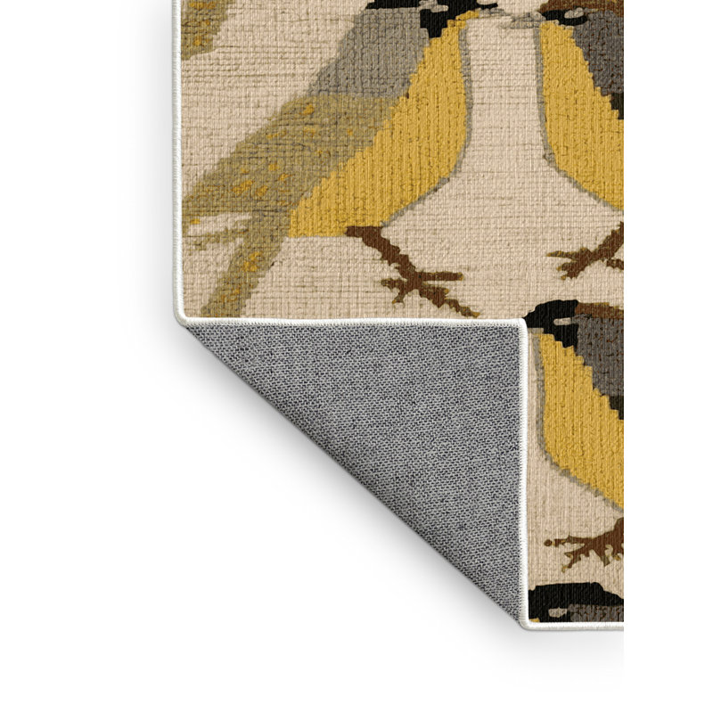  Tapis jaune lavable Bulbul, Rectangle de 5 pi x 8 pi