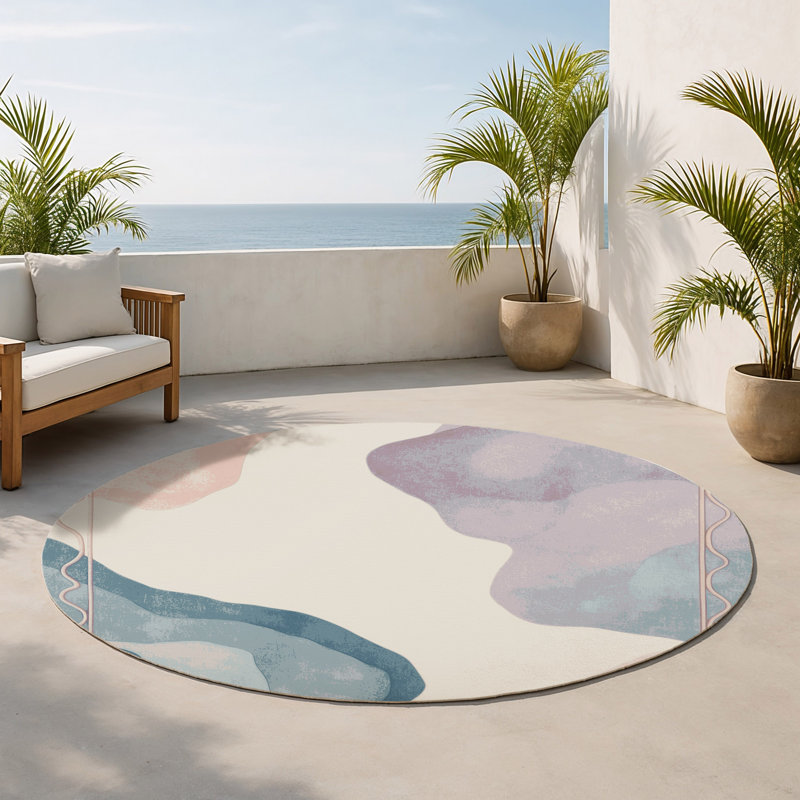 Coral Mist Indoor And Outdoor Area Rug, Round 5'