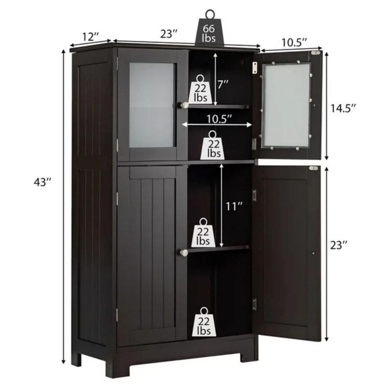 Naol Freestanding Bathroom Cabinet, Brown
