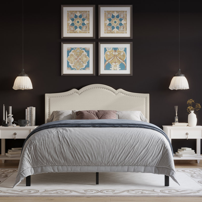 Katin Upholstered Platform Bed, Warm Gray, Twin