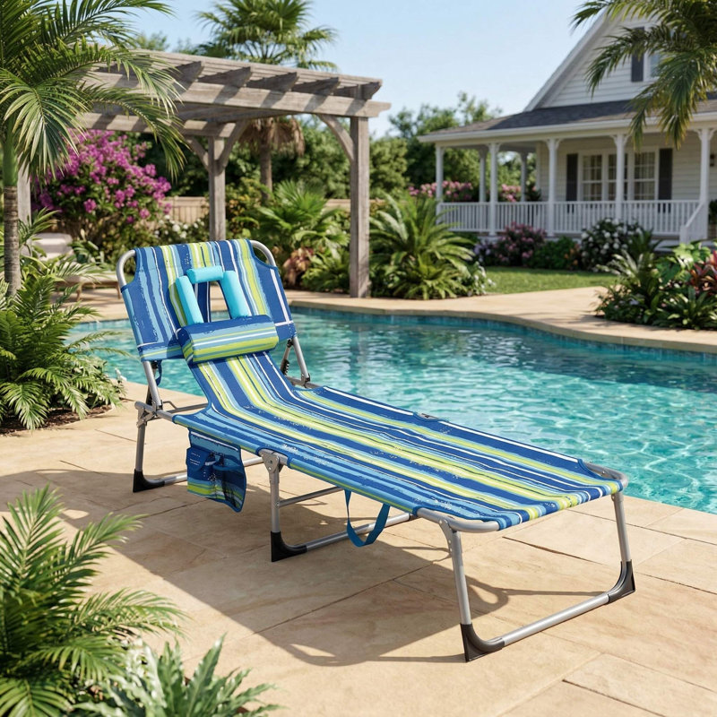 Fauteuil de bronzage pliable avec trous pour le visage et les accoudoirs pour la plage
