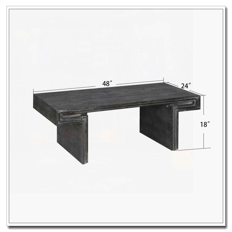 Table basse rétro, texture bois, Noir antique
