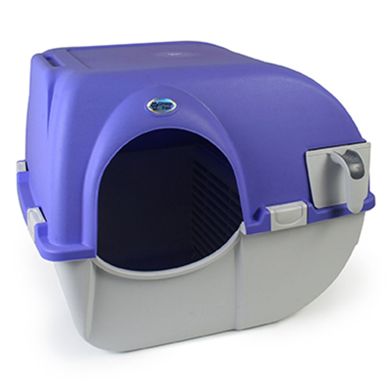 Roll 'n Clean Self Cleaning Cat & Kitten Litter Box, Large, Periwinkle
