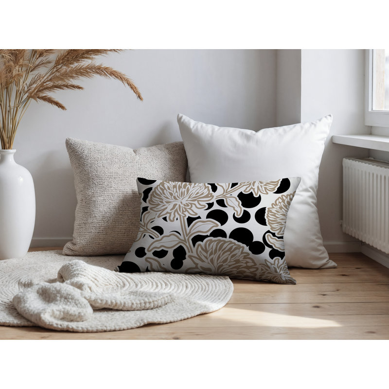 Oreiller rectangulaire réversible intérieur / extérieur Jae, Rectangle H 18 po x l 25 po, Noir