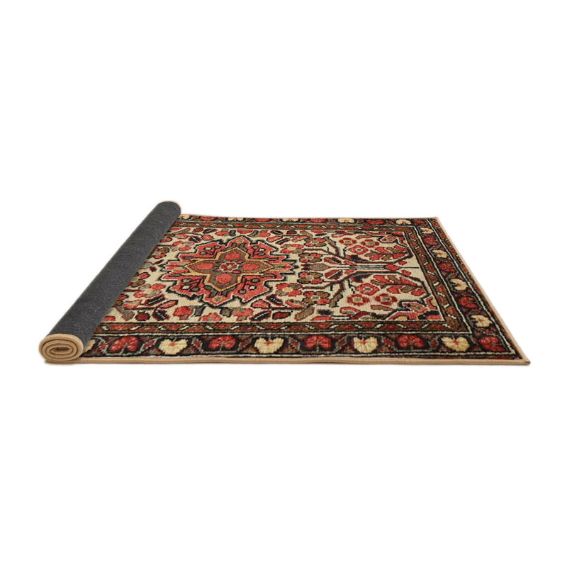 Tapis traditionnel rouge / beige, Rond 8 pi