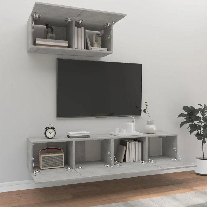 Kahden 3 Piece TV Stand for TVs up to 65", Concrete Grey, 80cm