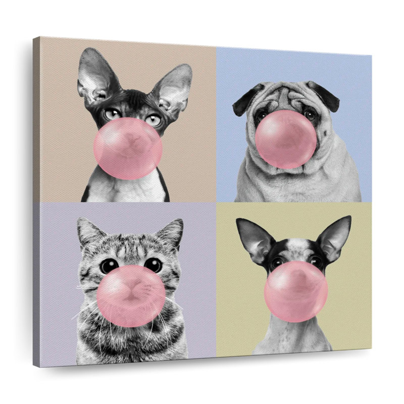 Bulles de gomme à mâcher sur toile, H 10 po x l 10 po x P 1,25 po
