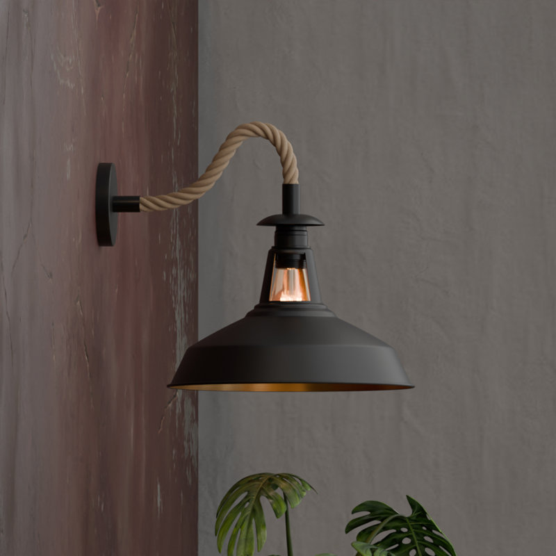 Mairead Armed Sconce, Black Gold Inner, No