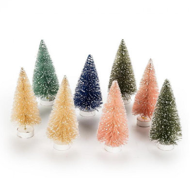 Ensemble de 8 figurines de sapin en forme de bouteille de couleurs pastel assorties