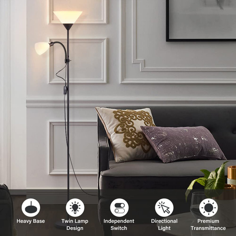 Ahuva 175cm Black Torchiere Floor Lamp