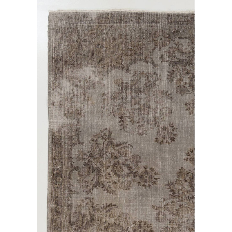 Tapis turc contemporain fait à la main de couleur grise 7,2 x 10,5 pi