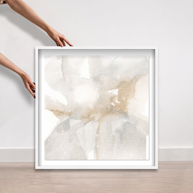Neutral Flow II Shadowbox Abstract Print by Oliver Gal, Black Frame, 12 x 12, 31.5"H x 31.5"W, White Frame