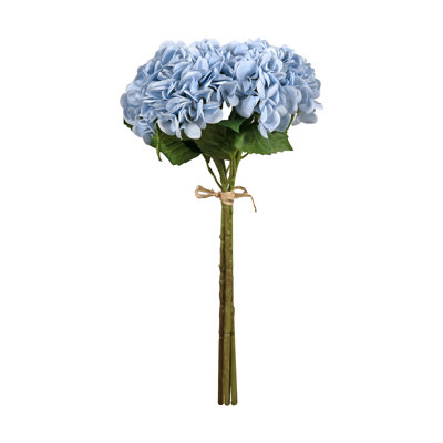 Blue Real-Touch Hydrangeas With Raffia Ribbon