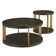 Sula Gold Finish Dark Brown Faux Shagreen Round Table - Coffee Table And End Table Set