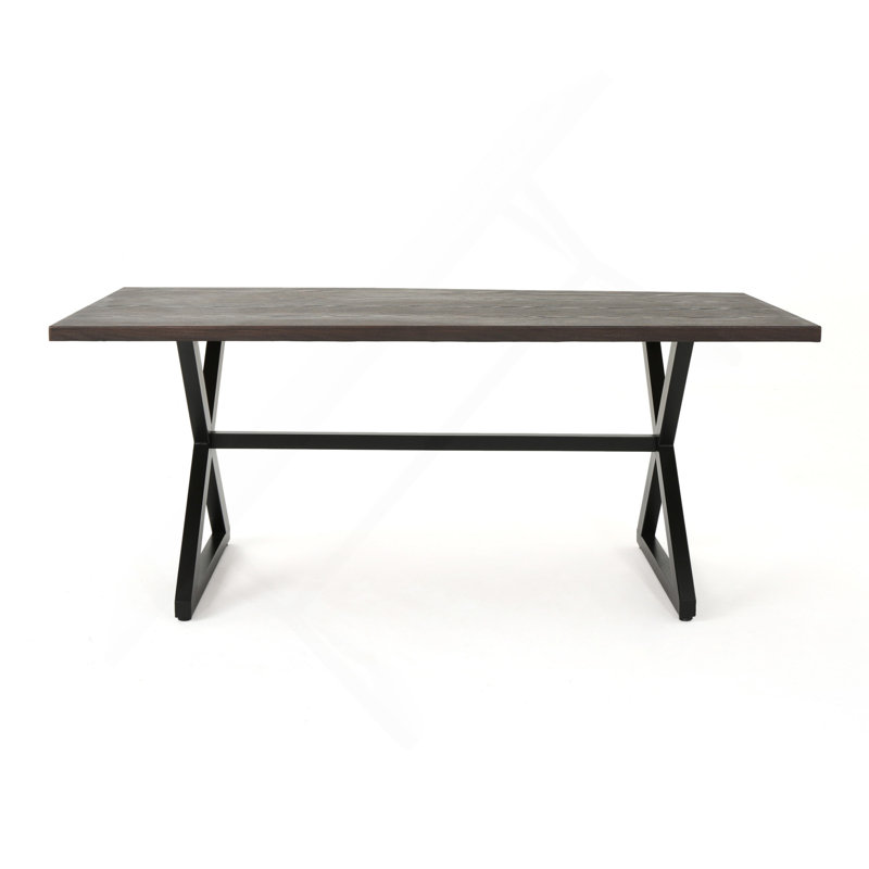 Rolando Outdoor Aluminum Dining Table With Steel Frame, Brown / Black