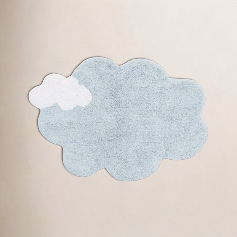 Solid Color Handmade Tufted Novelty Cotton Area Rug in Blue/ Soft blue, Novelty 2'4" x 3'3"