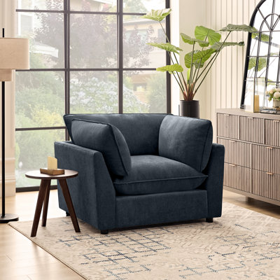 Heffernan 44.49" Wide Upholstered Plush Accent Chair With Square Arms For Living Room Bedroom