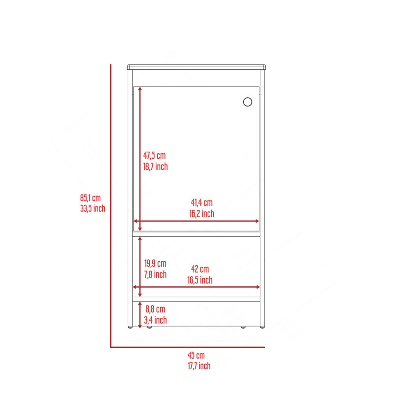 Meuble-lavabo Jane, armoire à une porte, deux tablettes - gris clair, Gris