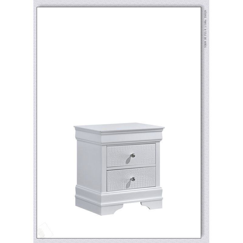 Table de chevet 2 tiroirs Blaze, Blanc