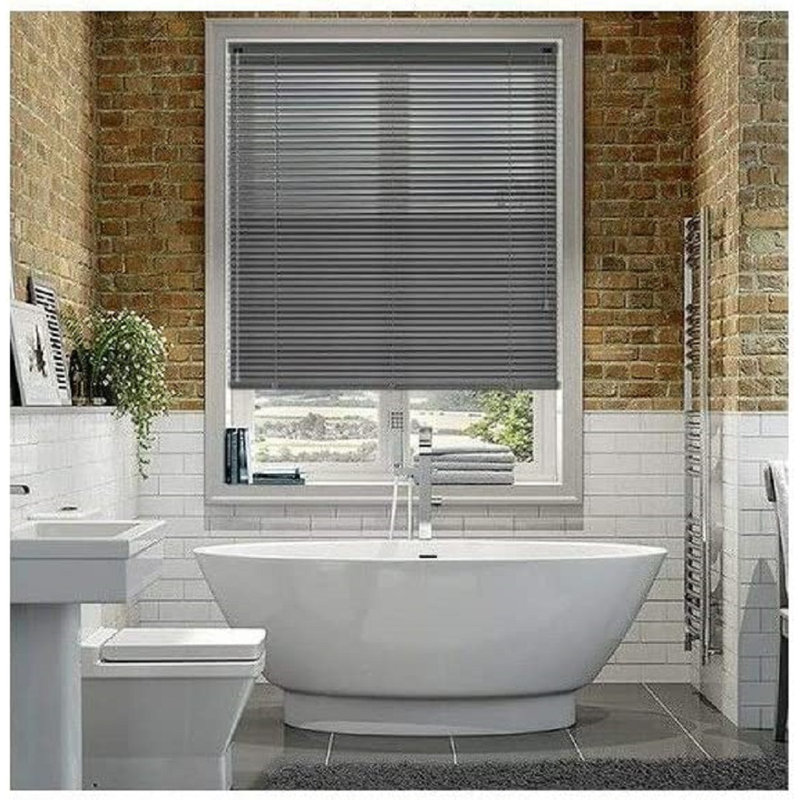 PVC Room Darkening Venetian Blind, Grey, 213 cm L x 120 cm W