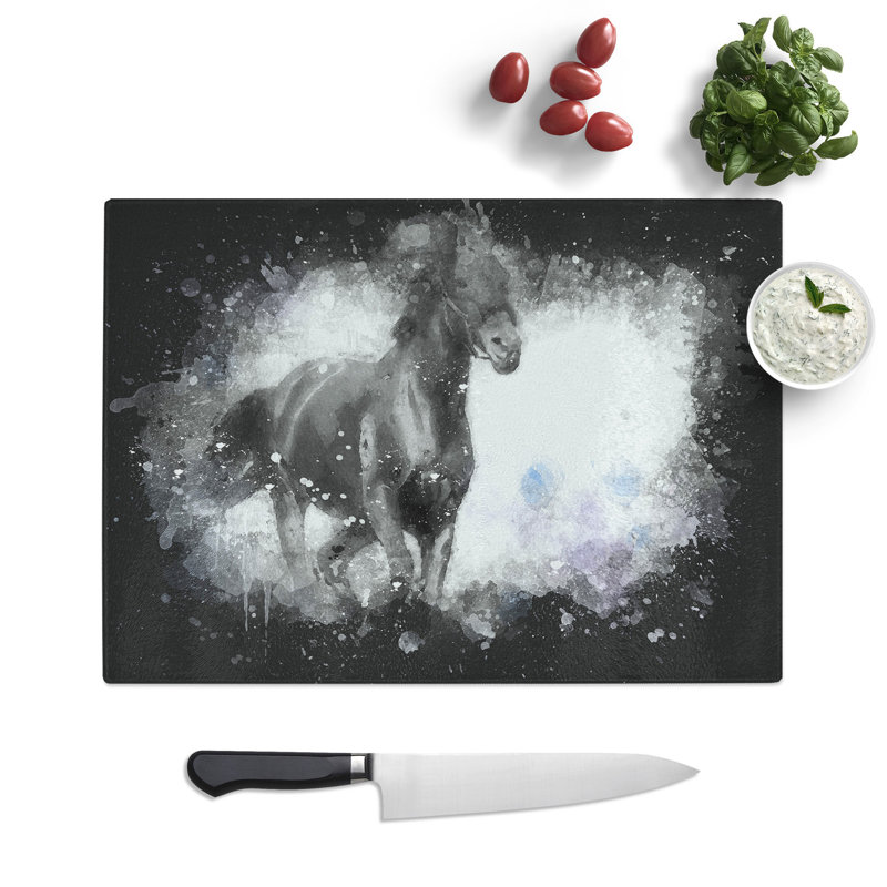 Tempered Glass Wild Horse Paint Splash Chopping Board, 20 cm x 28.5 cm