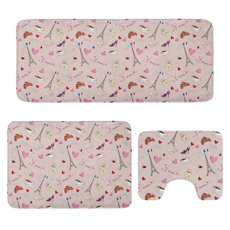  Ensemble de 3 tapis de salle de bain Paris Paris