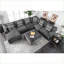 Repose-pieds, salon en chenille gris anthracite 42 x 42 x 21 | Pieds robustes en bois massif | Cadre en bois durable-1205207773
