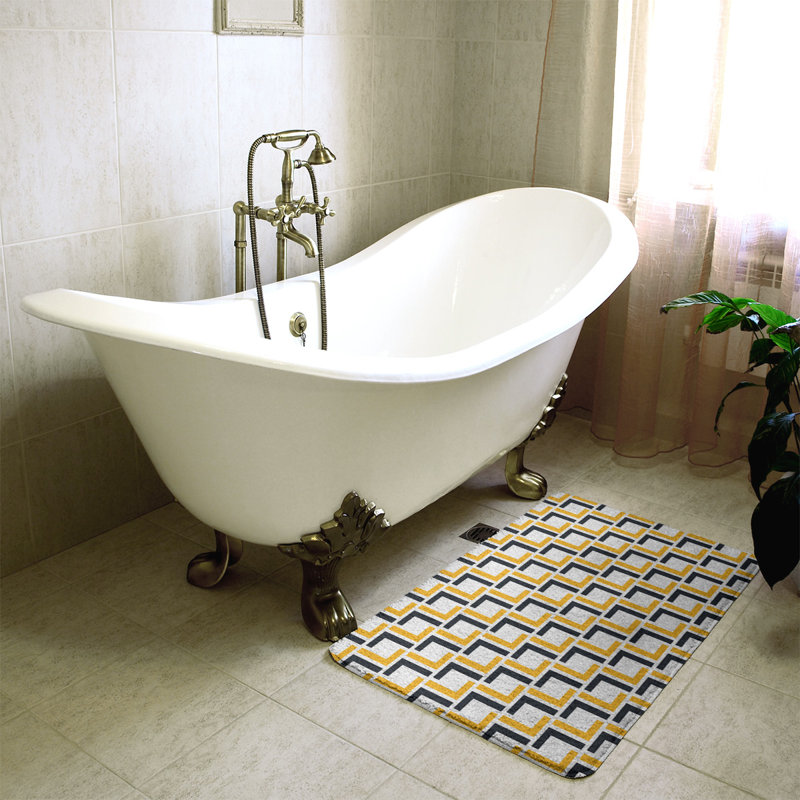 Tapis pour salle de bain Baltimore, l 17 po x L 24 po, Blanc / Doré / Noir