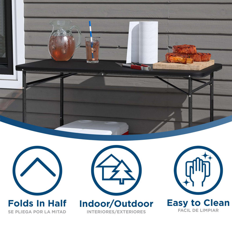 COSCO 4 ft Black Adjustable Height Folding Resin Utility Table