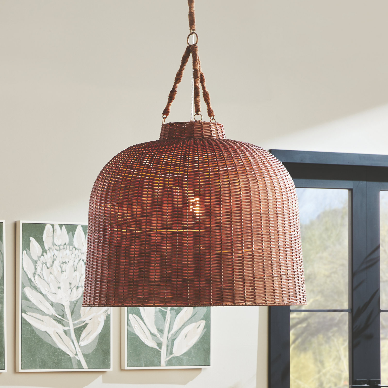 Grande Single Light Pendant, 98" H x 30" W x 30" D