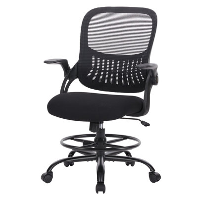 Ergonomic Mesh Drafting Chair Tall Office Chair With Adjustable Footrest Ring