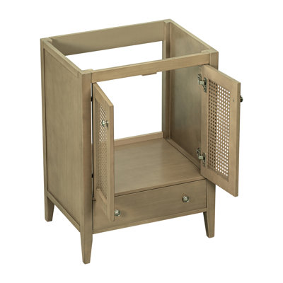 Base de salle de bain Natural - Portes en bois massif de 24 po et lavabo central