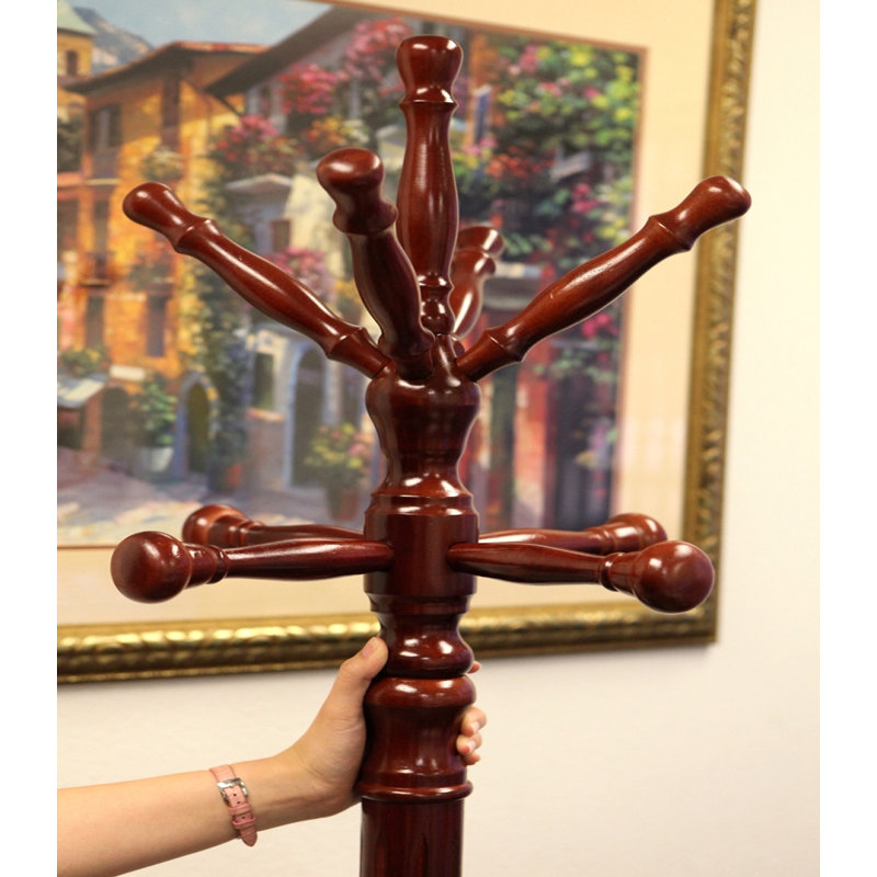 Vannoy Freestanding Coat Rack, Dark Cherry