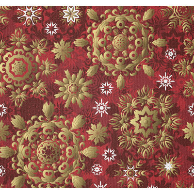 Fabric by the meter, Christmas flora ornament, earth yellow Vermilion, 1 meter