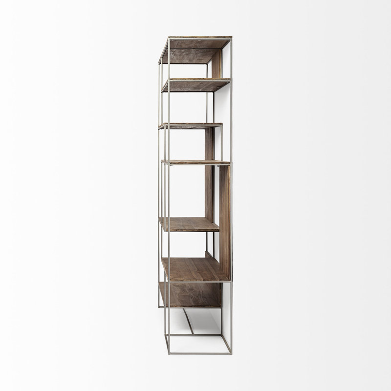 Pawnee Bookcase, Brown/Silver
